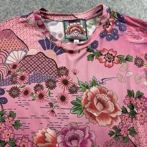 Johnny Was T-Shirt Large Pink Floral Print Short Sleeve Stretch All Over Print